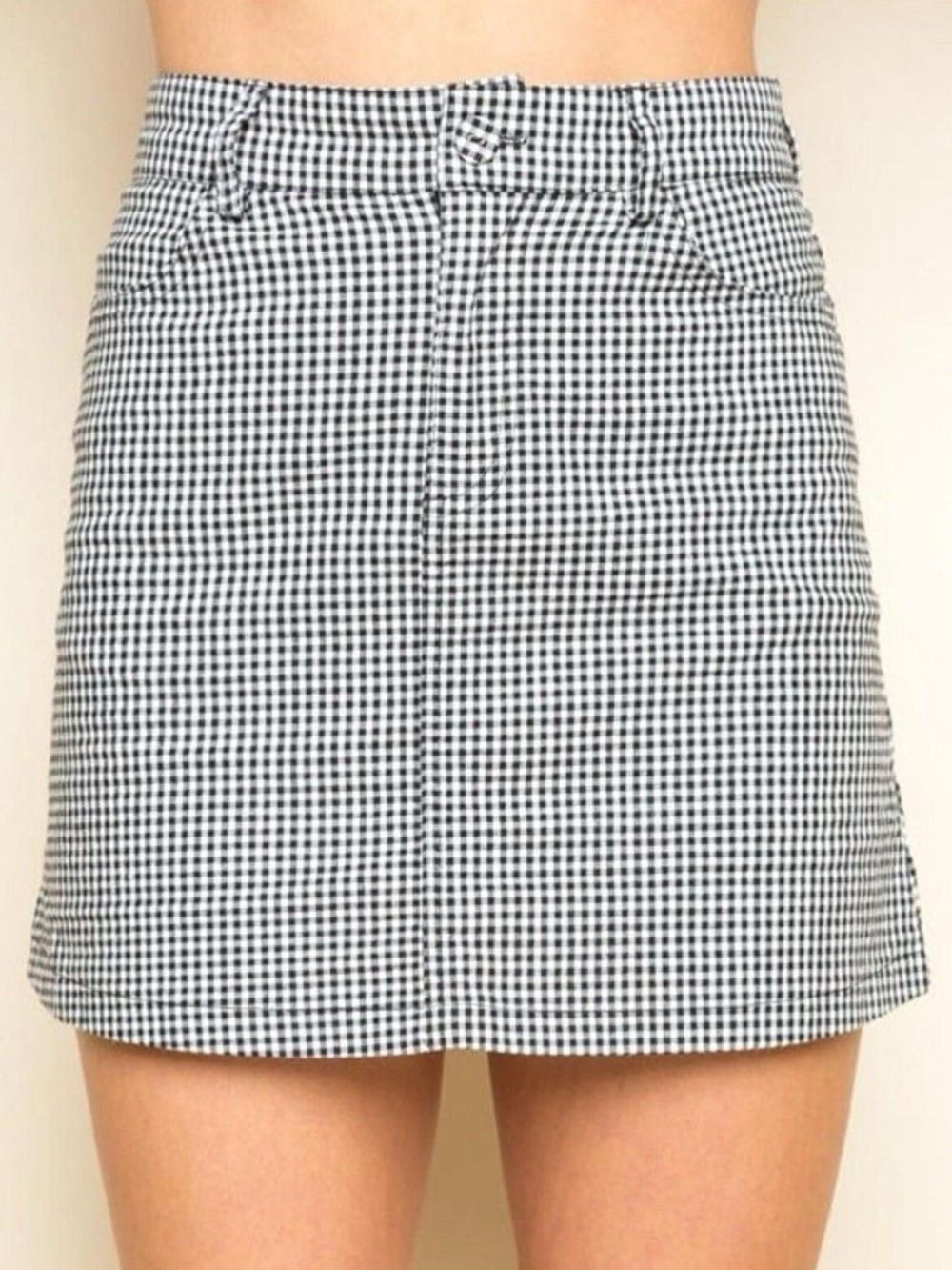 John Galt Classic Black & White Gingham Mini Skirt One Size